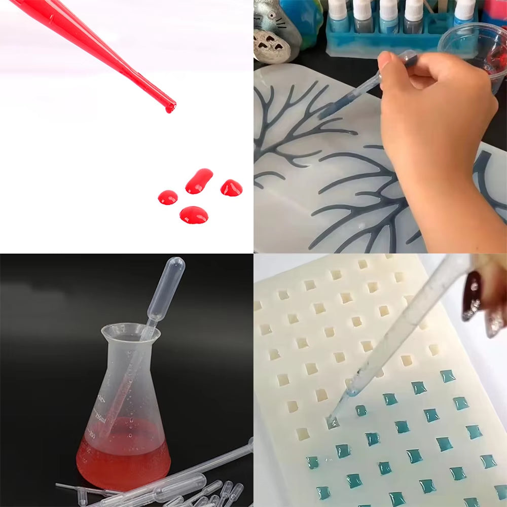 0.2/0.5/1/2/3ML Disposable Plastic Transfer Graduated Pipettes for Silicone Epoxy Resin Mold DIY Jewelry Making Squeeze Pipettes