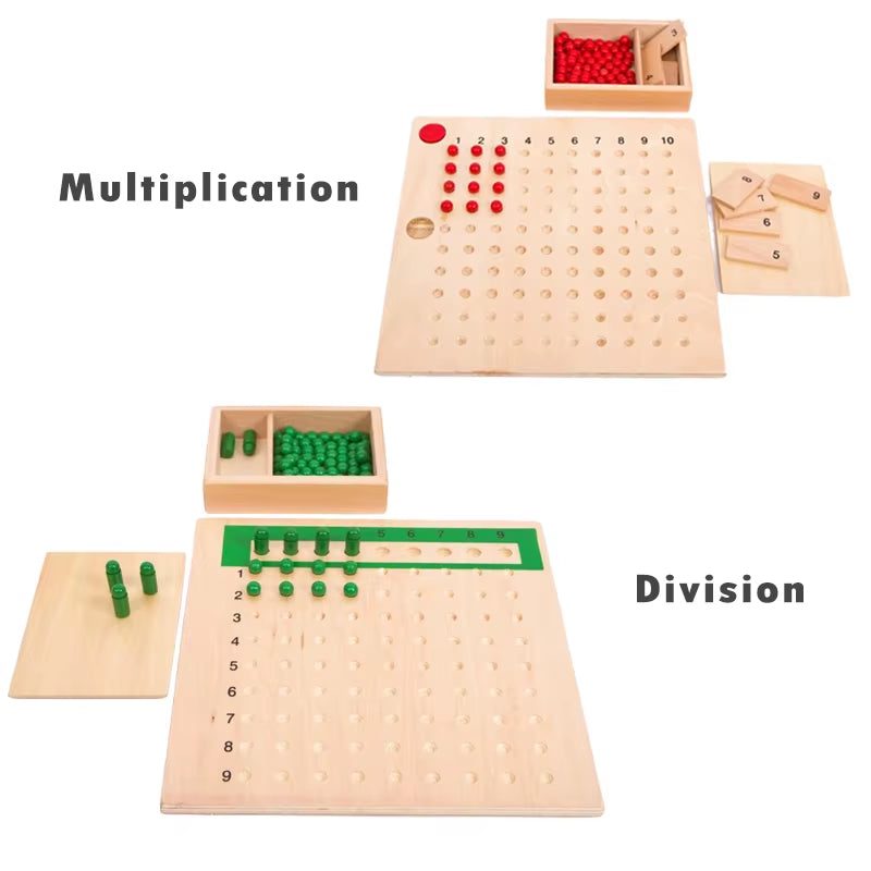 Kids Montessori Set Math Toy Learning Number Geometry Wooden Toy Fractional Counting Early Educational Spindle Box Teaching Aids
