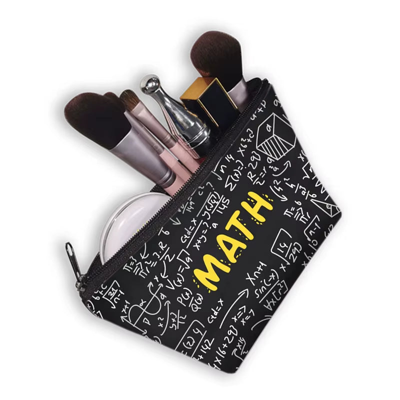 Math Formula Geometry Science Mathematical Cosmetic Case Cute Makeup Bags for Travel Experiment Storage Lipstick Bag Gift