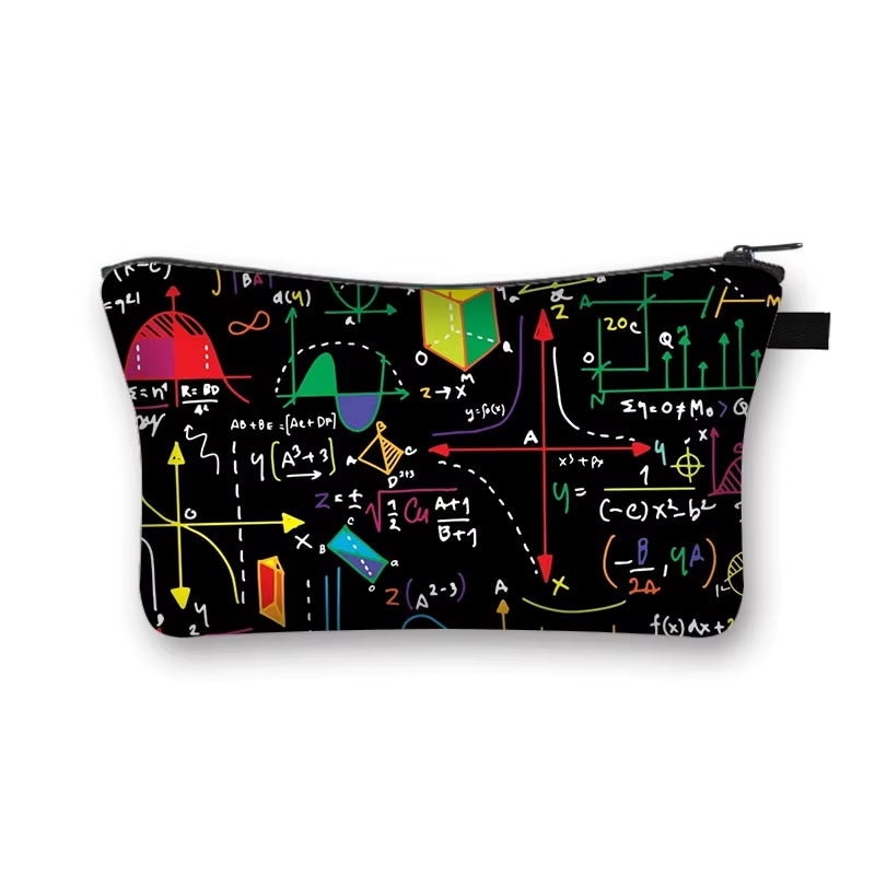Math Formula Geometry Science Mathematical Cosmetic Case Cute Makeup Bags for Travel Experiment Storage Lipstick Bag Gift