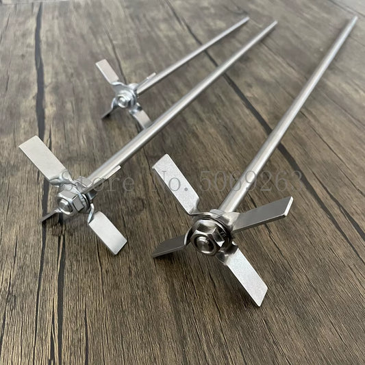 1Set 304 Stainless Steel Four - Blade Paddle with Rod,Dia 60/70Mm Four-Blade Agitator Used in Laboratory Stirring Experiments