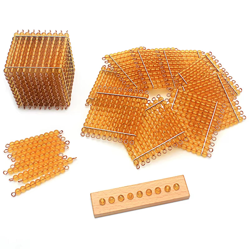 Montessori Materials Bead Math Toy Gold Beads Symbols with Trays Decimal Bank Game Decimals Learning for Preschool Student Gift