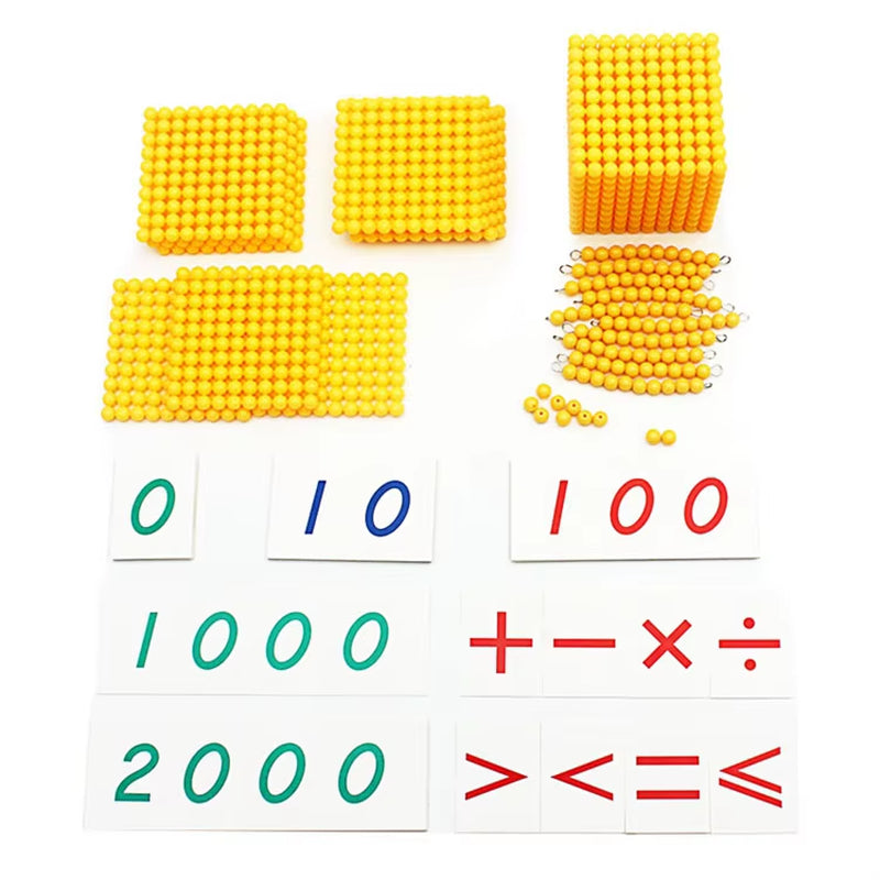 Montessori Materials Bead Math Toy Gold Beads Symbols with Trays Decimal Bank Game Decimals Learning for Preschool Student Gift
