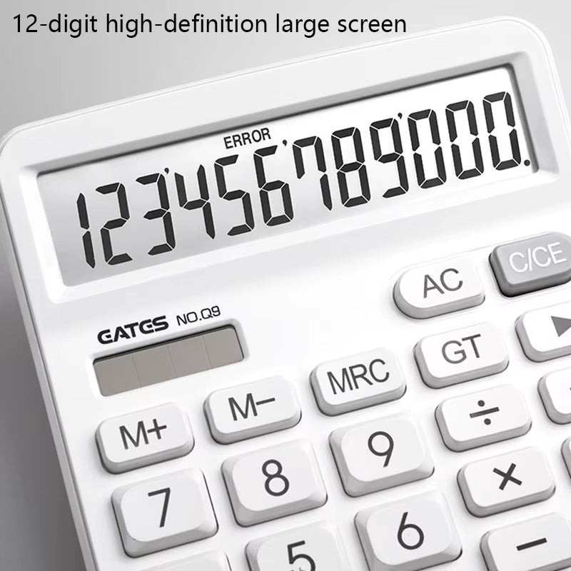 Simple Business Calculator 12-Digit Display Large Screen Dual Power Supply Calculator Student Accounting Desktop Calculator