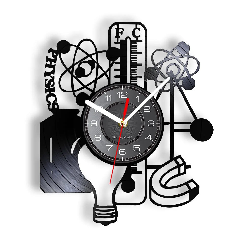 Chemistry Experiments Wall Clock Science Laboratory Decoration Periodical Elements Table Wall Art Retro Vinyl Record Wall Clock