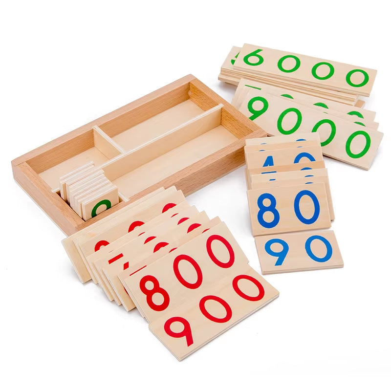 Children'S Wooden Montessori Numbers 1-9000 Learning Card Math Teaching Aids Preschool Children Early Education Educational Toys