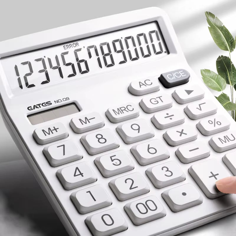 Simple Business Calculator 12-Digit Display Large Screen Dual Power Supply Calculator Student Accounting Desktop Calculator