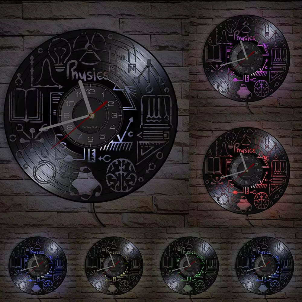 Chemistry Experiments Wall Clock Science Laboratory Decoration Periodical Elements Table Wall Art Retro Vinyl Record Wall Clock