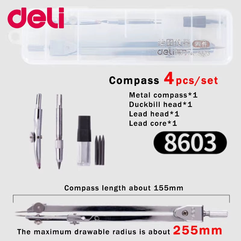 Stainless Steel Multifunctional Drafting Drawing Compass Math Geometry 2/4/5/6 Pcs/Set Circles Tool Durable School Supplies